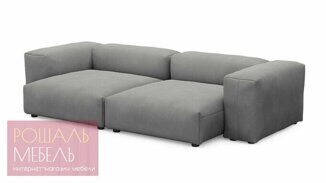 Прямой диван Федон двухсекционный большой и глубокий серого цвета