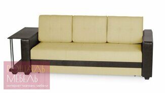 Прямой диван-кровать Альфред со столиком Лайт кремового цвета