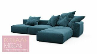 Угловой диван Федон большой двухсекционный синего цвета